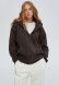 Black color three-thread insulated hoodie with a zipper